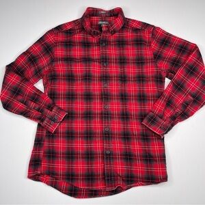 Eddie Bauer Shirt Flannel Button Relaxed Fit Buffalo Check Red Black Gorp Hiking